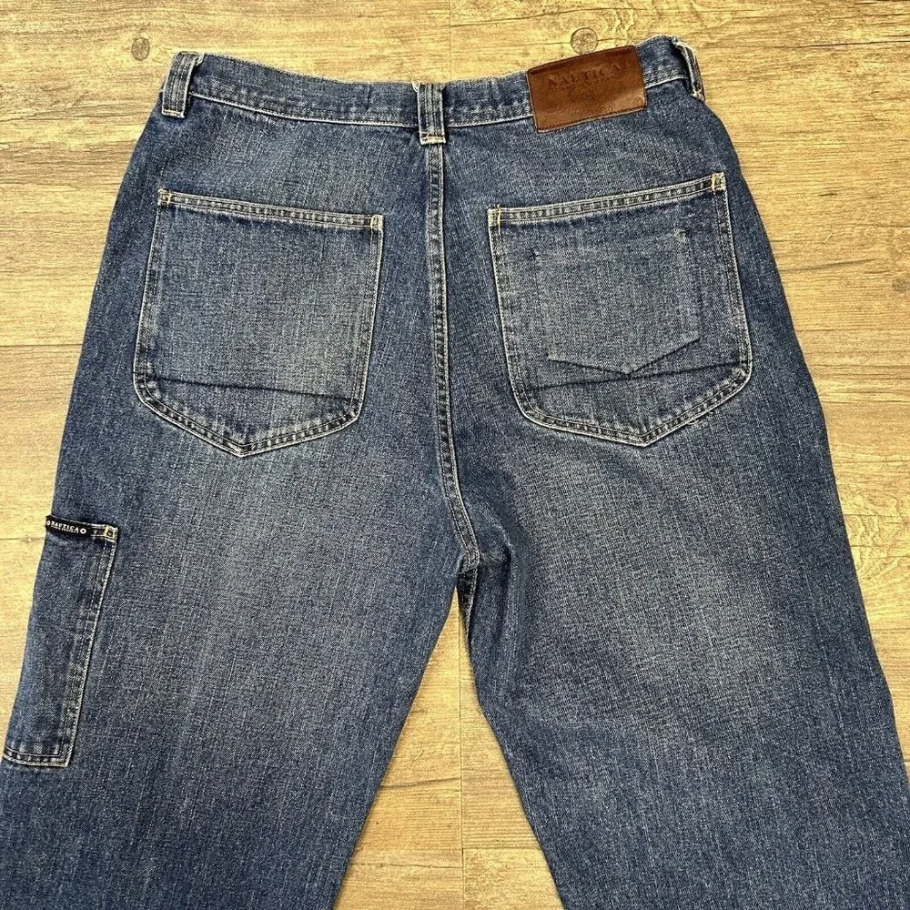 Vintage Nautica Jeans Men Size 34x32 Blue Baggy 90s Y2K Hip‎ Hop Skate